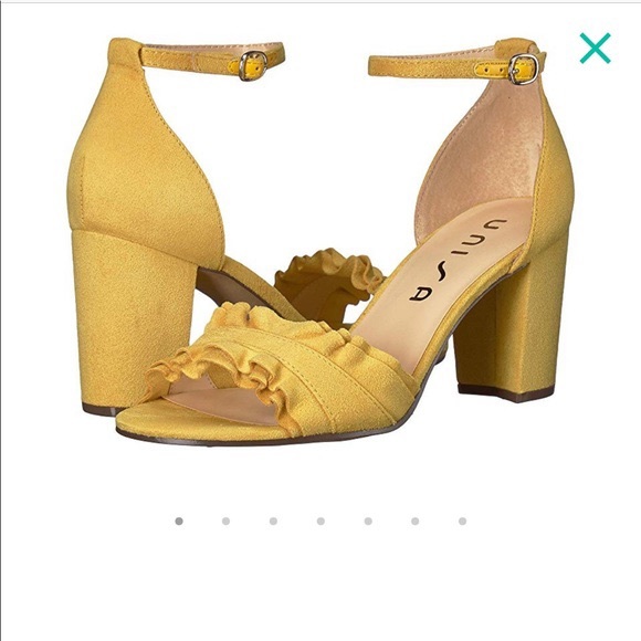 Unisa Shoes - Yellow Block Sandel Heel with Ruffles
